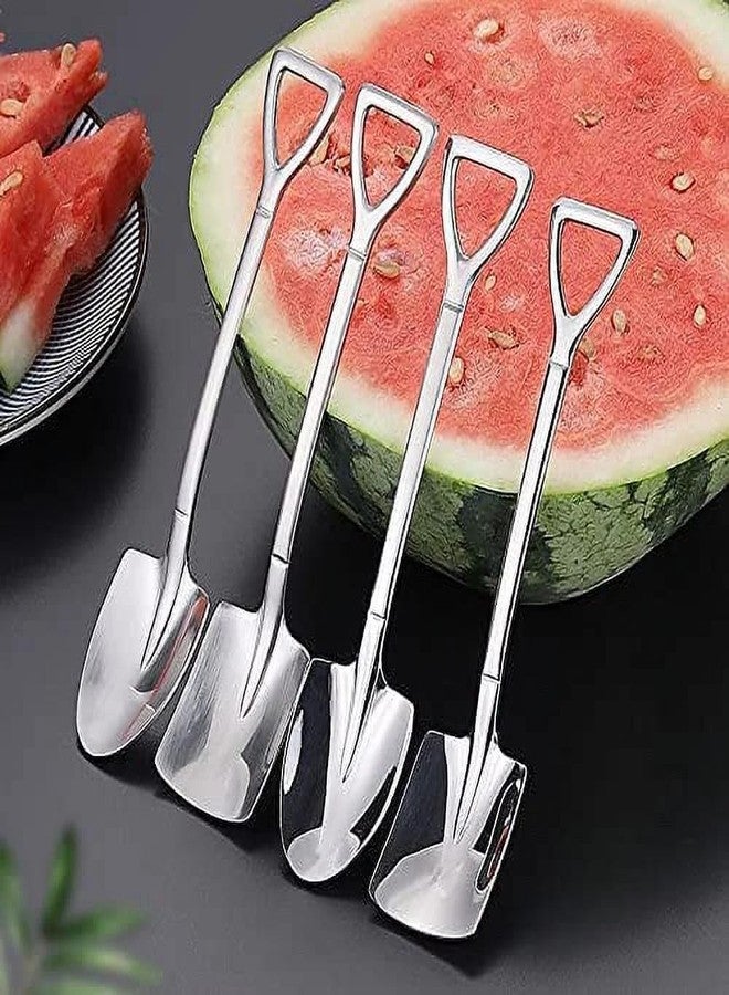 Pxiryanlow 10 Pcs Silver Superior Dessert Spoon Set, 4.8" Shovel Shape Stainless Steel Spoons, Ice Cream Fruit Spoon for Home, Kitchen or Restaurant Dessert Spoons - Image 5
