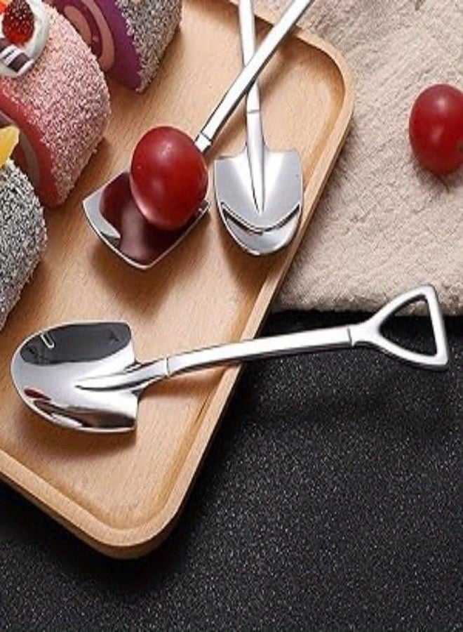 Pxiryanlow 10 Pcs Silver Superior Dessert Spoon Set, 4.8" Shovel Shape Stainless Steel Spoons, Ice Cream Fruit Spoon for Home, Kitchen or Restaurant Dessert Spoons - Image 4