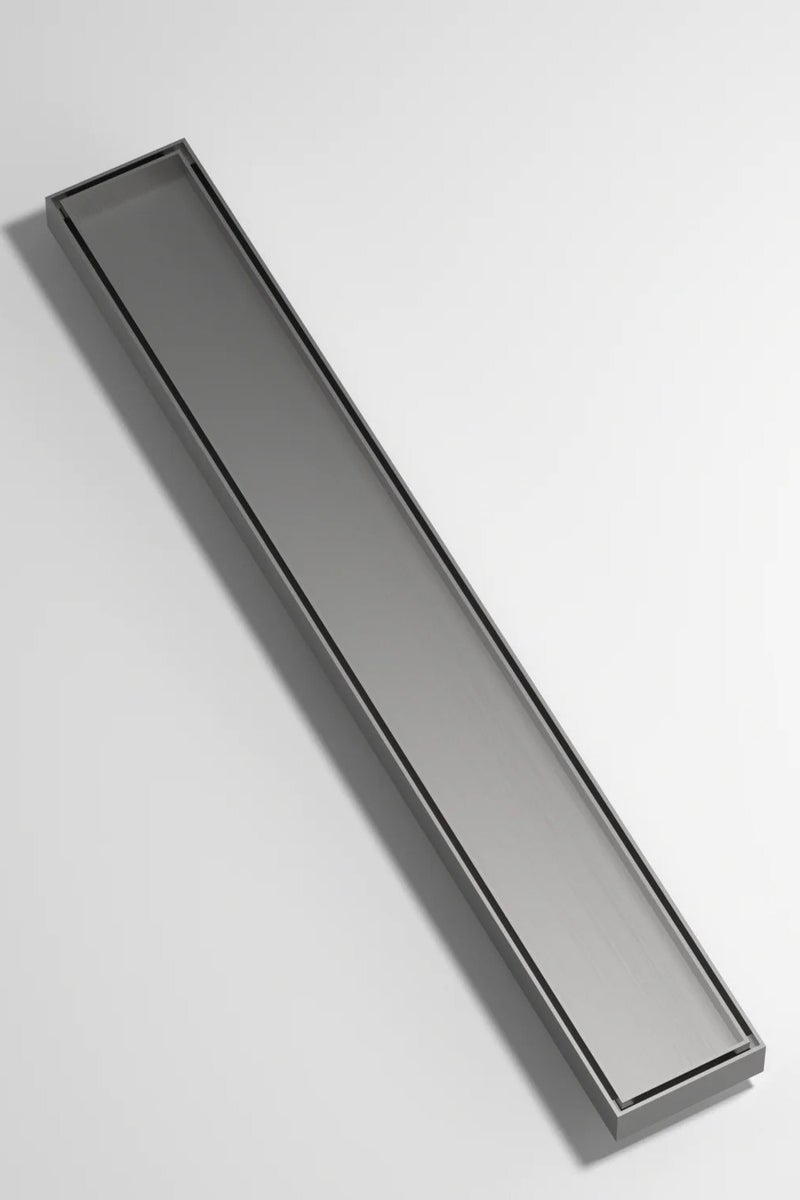 Leonardo Tile Floor Drain for Bathroom and Kitchen – Stainless Steel 304 Matte Silver – Rust Resistant – Odor & Insect Stopper Trap – Tile Fits Inside – Size 30×8 cm - Image 1