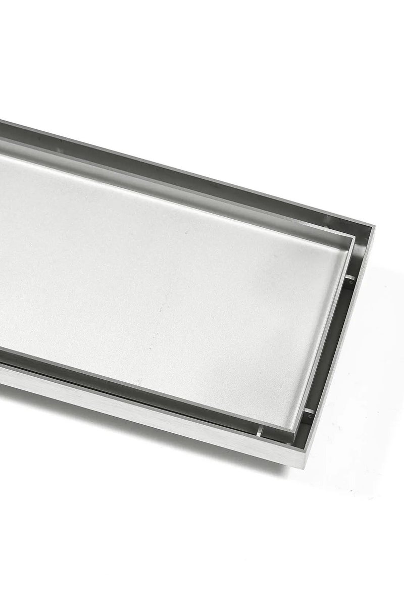 Leonardo Tile Floor Drain for Bathroom and Kitchen – Stainless Steel 304 Matte Silver – Rust Resistant – Odor & Insect Stopper Trap – Tile Fits Inside – Size 30×8 cm - Image 3