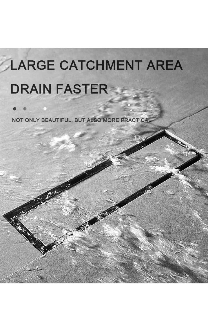 Leonardo Tile Floor Drain for Bathroom and Kitchen – Stainless Steel 304 Matte Silver – Rust Resistant – Odor & Insect Stopper Trap – Tile Fits Inside – Size 30×8 cm - Image 4