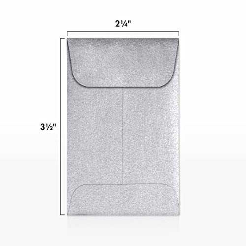 LUXPaper #1 Coin Envelopes | 2 1/4" x 3 1/2" | Silver Metallic | 80lb. Text | 50 Qty - Image 3