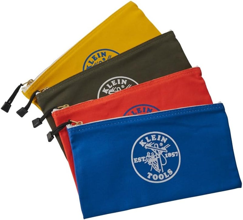 Klein Tools 4-Piece Utility Bag Set - Zipper Tool Bags in Olive, Orange, Blue, and Yellow, 12.5-Inch Canvas - Image 2