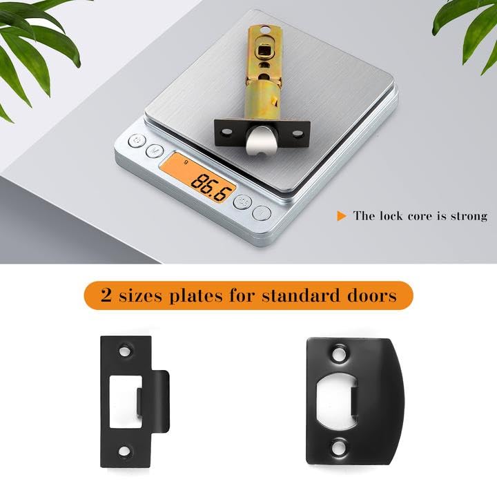 Probrico Heavy Duty Flat Black Door Handle Square Privacy Interior Door Levers Bedroom and Bathroom Door Handles Keyless Bed/Bath Lockset (3 Pack) - Image 3