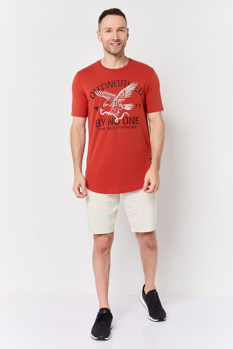 UNDER ARMOUR Men Loose Fit Short Sleeve Outdoor T-Shirt, Rust - Image 2