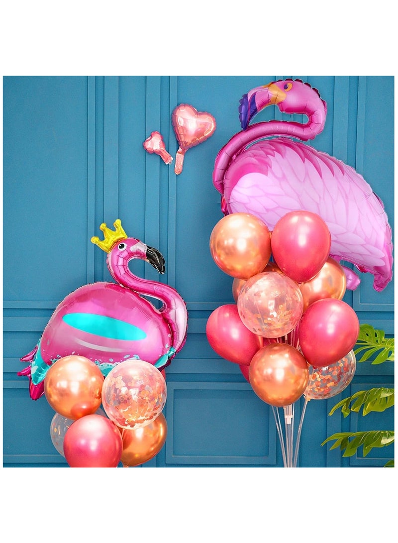 SYOSI Flamingo Balloons, Giant Hot Pink 3D Flamingo Mylar Foil Balloons for Flamingos Theme Birthday Party Baby Shower Summer Hawaiian Luau Tropical Party Decorations Supplies Decorations (38-41Inch)4 Pcs  - Image 5