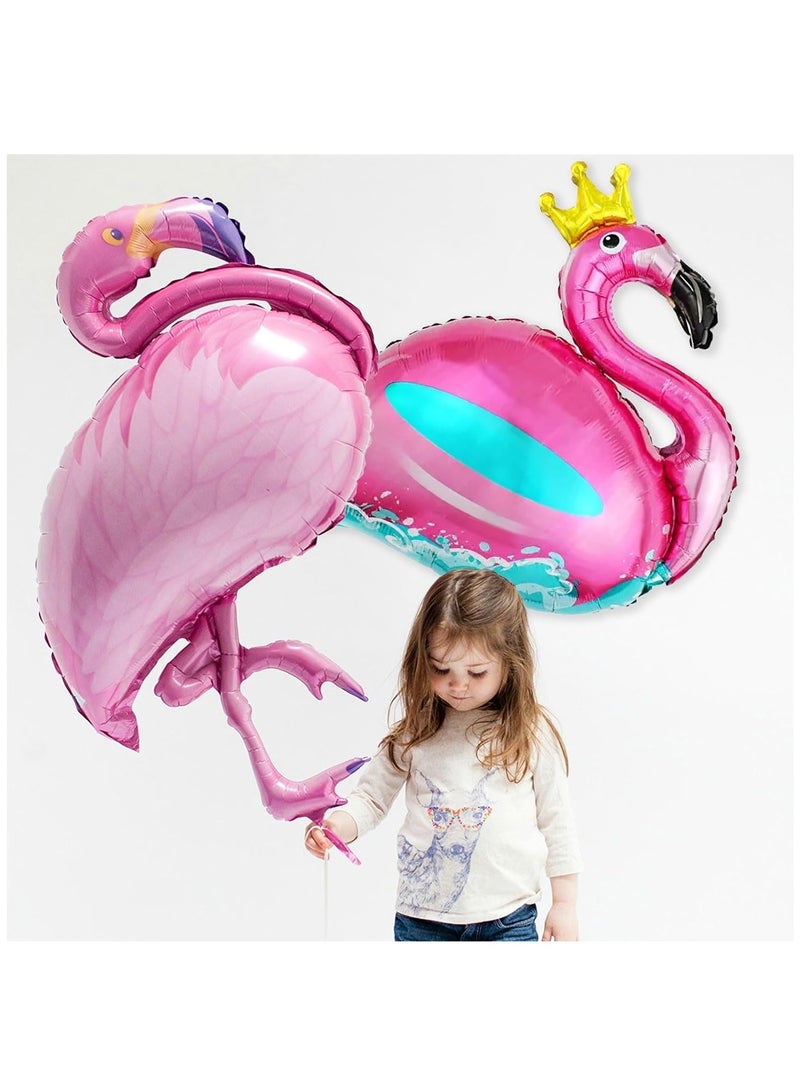 SYOSI Flamingo Balloons, Giant Hot Pink 3D Flamingo Mylar Foil Balloons for Flamingos Theme Birthday Party Baby Shower Summer Hawaiian Luau Tropical Party Decorations Supplies Decorations (38-41Inch)4 Pcs  - Image 4
