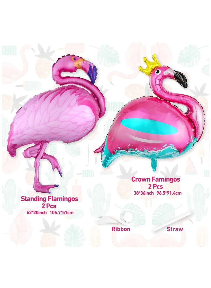 SYOSI Flamingo Balloons, Giant Hot Pink 3D Flamingo Mylar Foil Balloons for Flamingos Theme Birthday Party Baby Shower Summer Hawaiian Luau Tropical Party Decorations Supplies Decorations (38-41Inch)4 Pcs  - Image 2