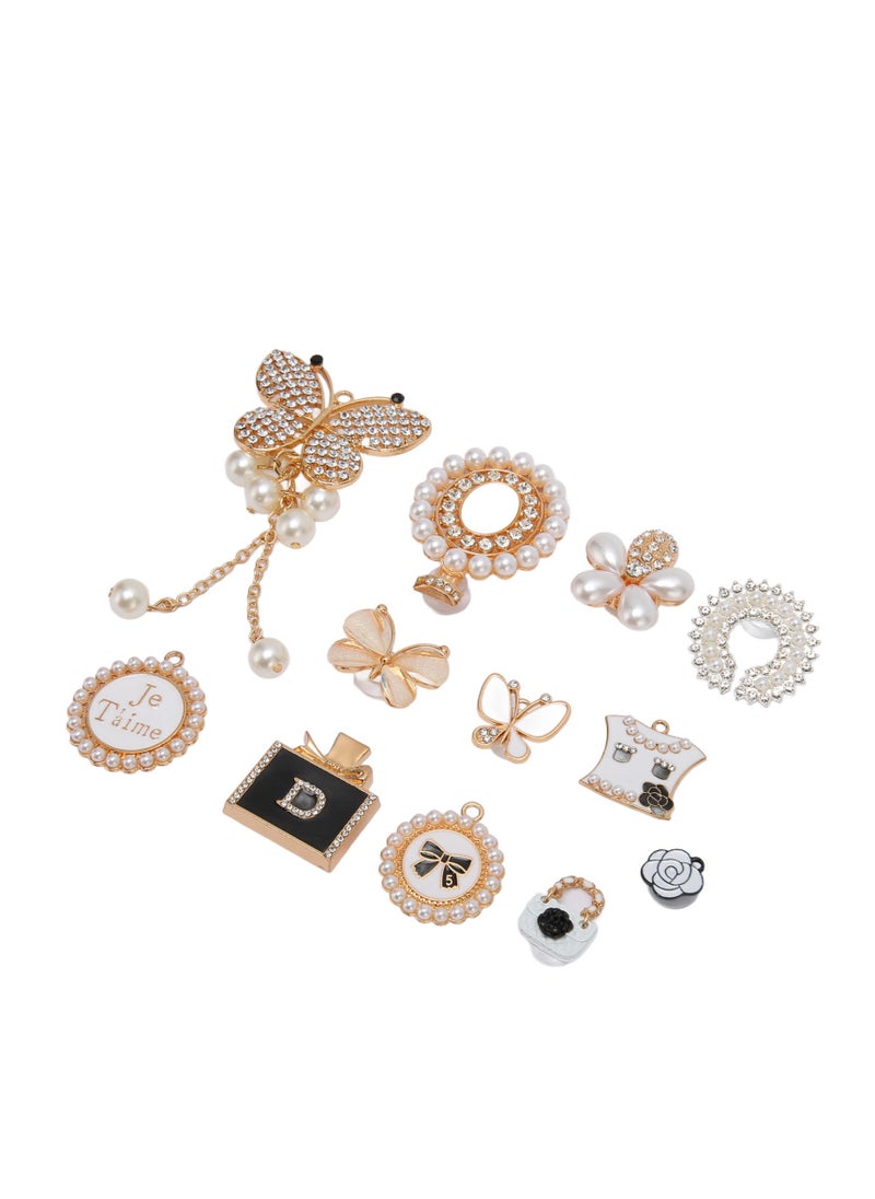 Velaurs 12 Pieces Croc Shoe DIY Accessories Metal Jewelry DIY Fashion Shoe Accessories  - Image 1