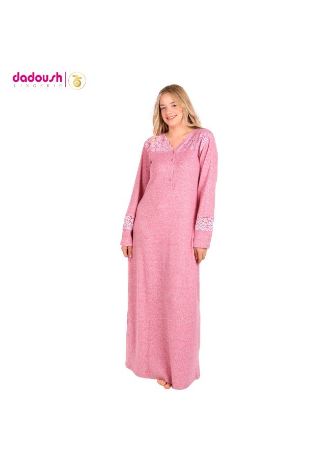 Dadoush Classic Embroidered Abaya in Soft Cotton | Modest Long-Sleeve Nightgown | Comfortable and Stylish Women's Homewear - Image 1