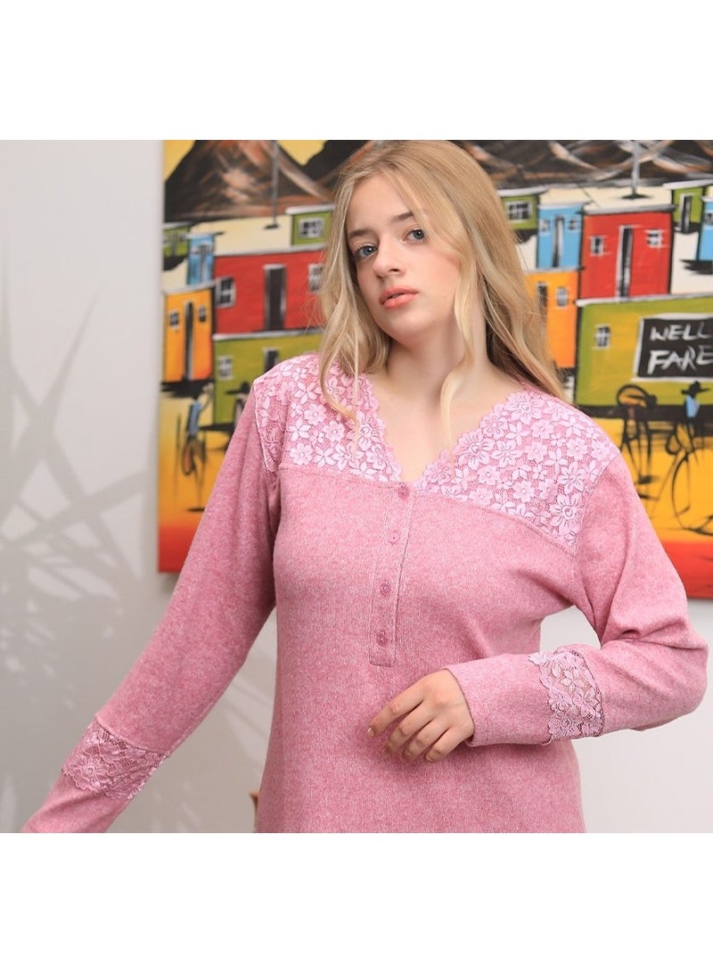 Dadoush Classic Embroidered Abaya in Soft Cotton | Modest Long-Sleeve Nightgown | Comfortable and Stylish Women's Homewear - Image 4