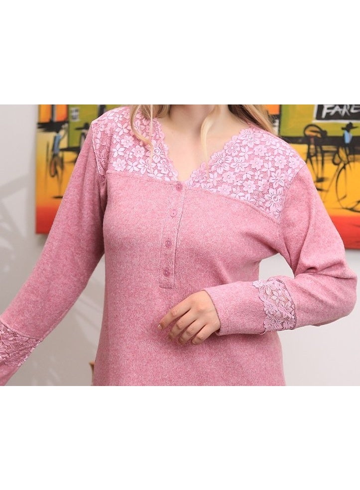 Dadoush Classic Embroidered Abaya in Soft Cotton | Modest Long-Sleeve Nightgown | Comfortable and Stylish Women's Homewear - Image 2