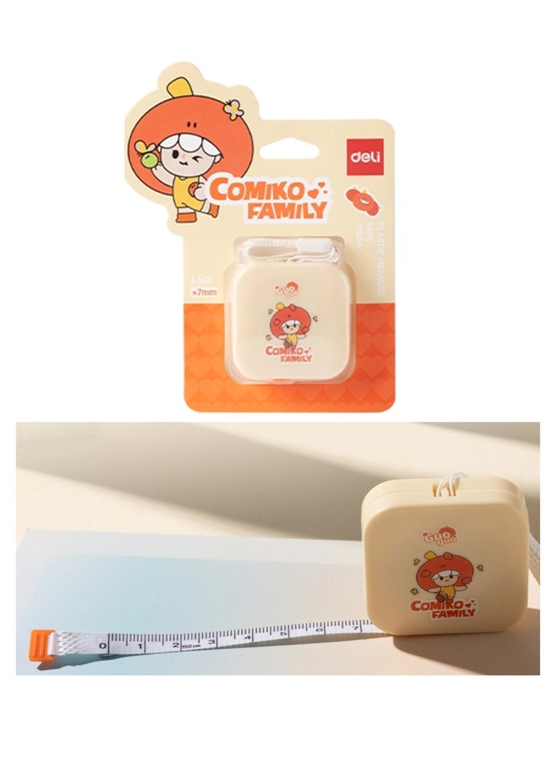 Deli 1-Piece Comiko Family Plastic Measuring Tape 1.5 Meter Length Assorted Designs - Image 1