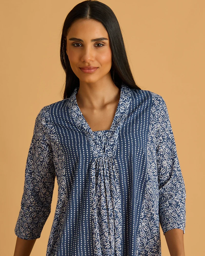 REDTAG Women Blue Printed Nightgown