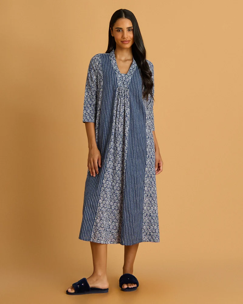 REDTAG Women Blue Printed Nightgown