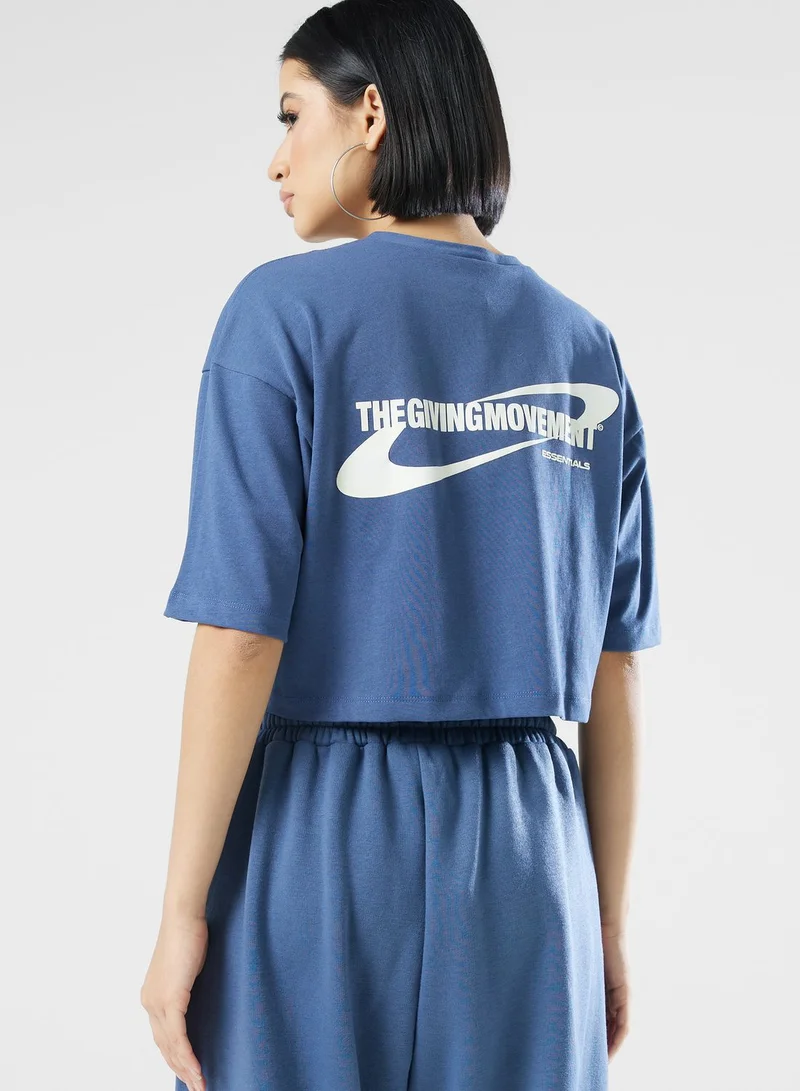 The Giving Movement Boxy Space Printed Cropped T-Shirt