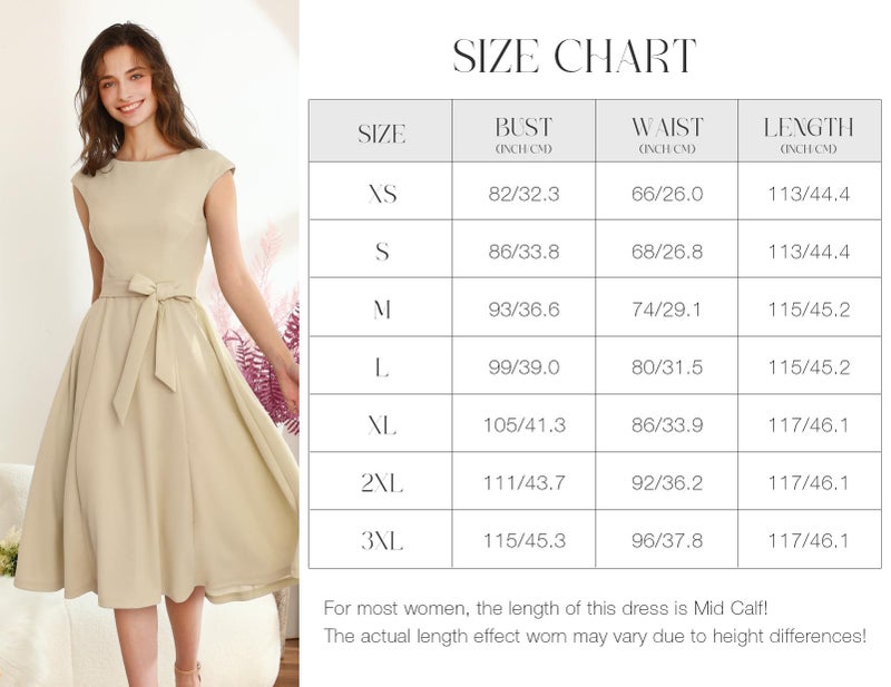 DRESSTELLS Cocktail Dress, Summer Wedding Guest Dresses for Women 2024, Formal Vintage Party Midi Dress, Modest Homecoming Prom Dress for Teens Champagne M - Image 5