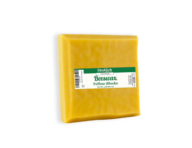 Stakich Yellow Beeswax Block Natural Triple Filtered 5Pound in 1 lb Blocks