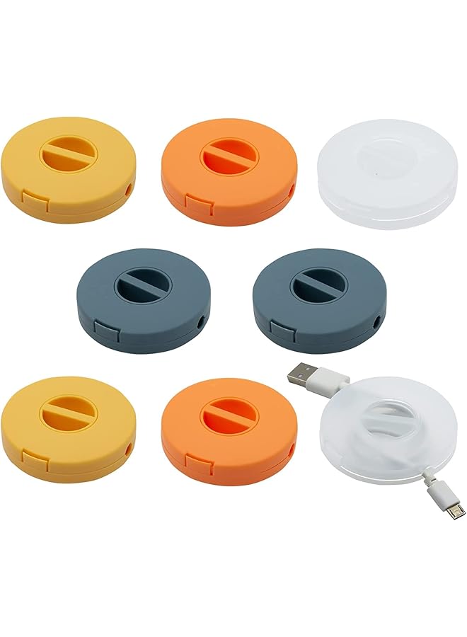 promass 8PCS Portable Cable Winder, 4 Colors Round Travel Cord Organizer Keeper Box, Retractable Cable Holder for Wrapping Earbuds USB Phone Mouse Cords Earphone Wire Charger - Image 1
