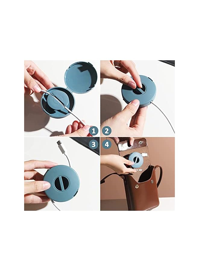 promass 8PCS Portable Cable Winder, 4 Colors Round Travel Cord Organizer Keeper Box, Retractable Cable Holder for Wrapping Earbuds USB Phone Mouse Cords Earphone Wire Charger - Image 3