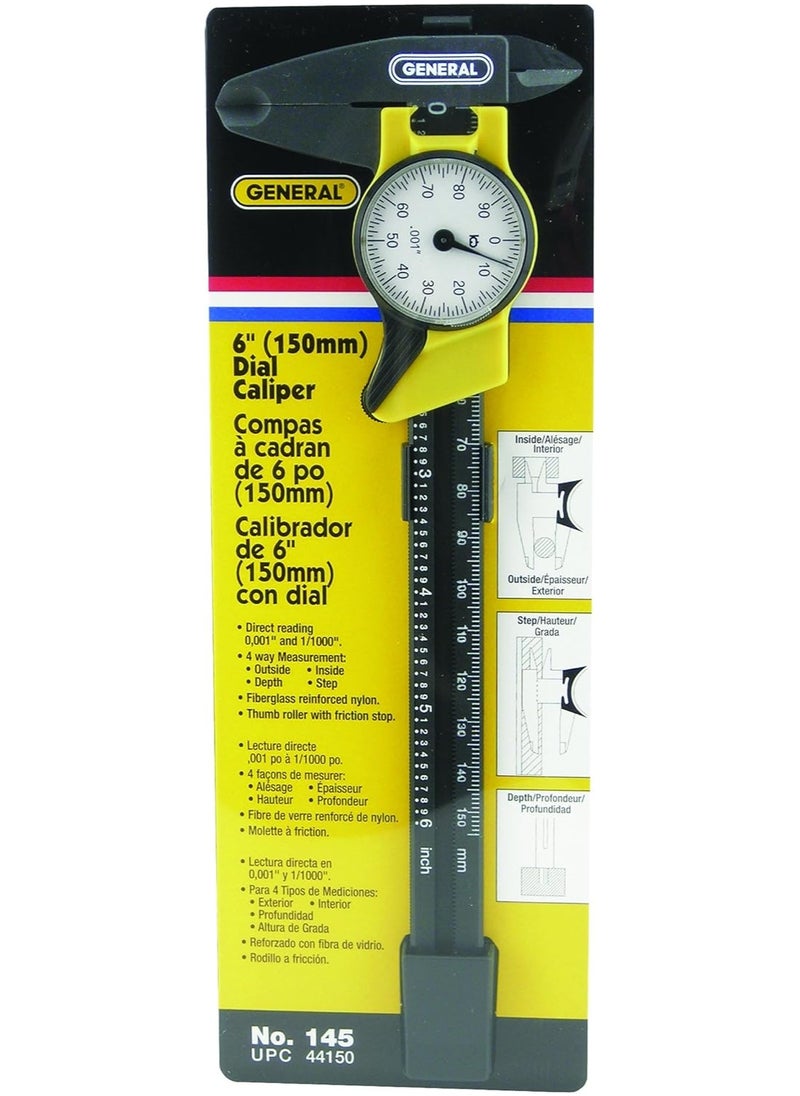 General General Tools 145 6-Inch Plastic Dial Caliper, Thousandths Reading  - Image 2