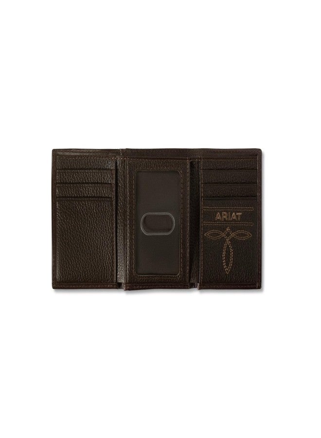 ARIAT Men's Brindled Calf Hair Leather Trifold Wallet - Image 2