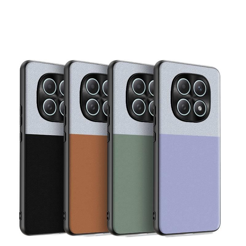 MS غطاء واقي بملمس جلد لـ Redmi Note 14 Pro مع تغطية كاملة وحماية من السقوط مع مقاوم للصدمات مع تصميم بسيط بخياطة مستقيمة باللون Silver باللون الفضي باللون الأحمر - Image 3