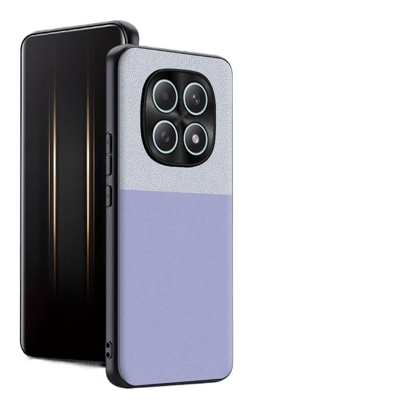 MS غطاء واقي بملمس جلد لـ Redmi Note 14 Pro مع تغطية كاملة وحماية من السقوط مع مقاوم للصدمات مع تصميم بسيط بخياطة مستقيمة باللون Silver باللون الفضي باللون الأحمر - Image 1