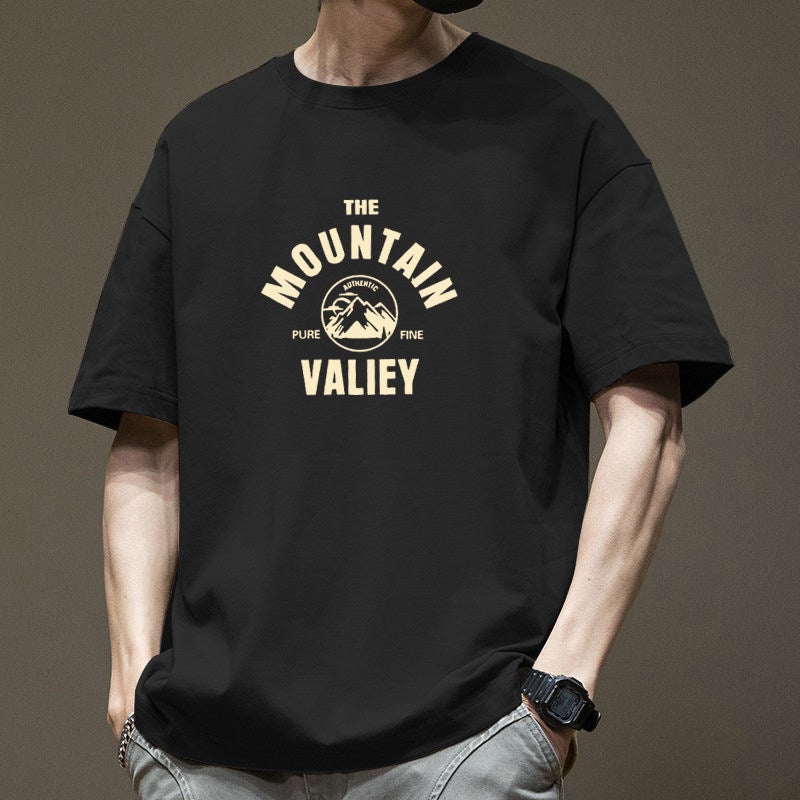 Heavyweight pure cotton short-sleeved t-shirt for men's summer 2025 new youth American-style printed loose half-sleeved top - Image 2