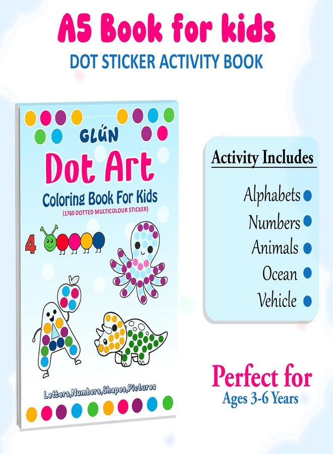 GLUN® 1750+ Kids Dot Stickers Book - ABC, 123, Animals & Vehicles | Premium Round Colour Stickers for Craft, Reward Chart, Journaling & School Activities - Image 4