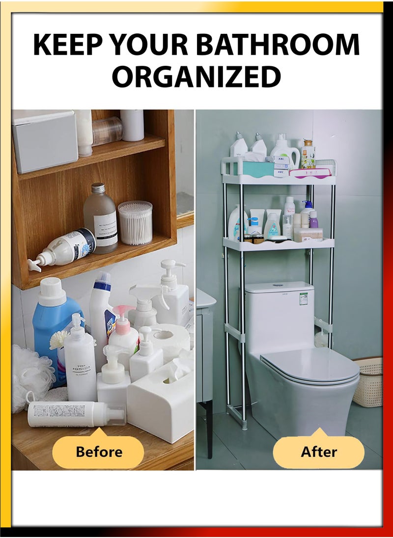 DBLEW 2 Tier Over The Toilet Storage Shelf Bathroom Organizer Storage Rack 10kg Capacity Layer Shelves Petal Drainage Holes Rust Free Stainless Steel Fits Toilets Under 94 cm Seat Height Space Saving  - Image 5