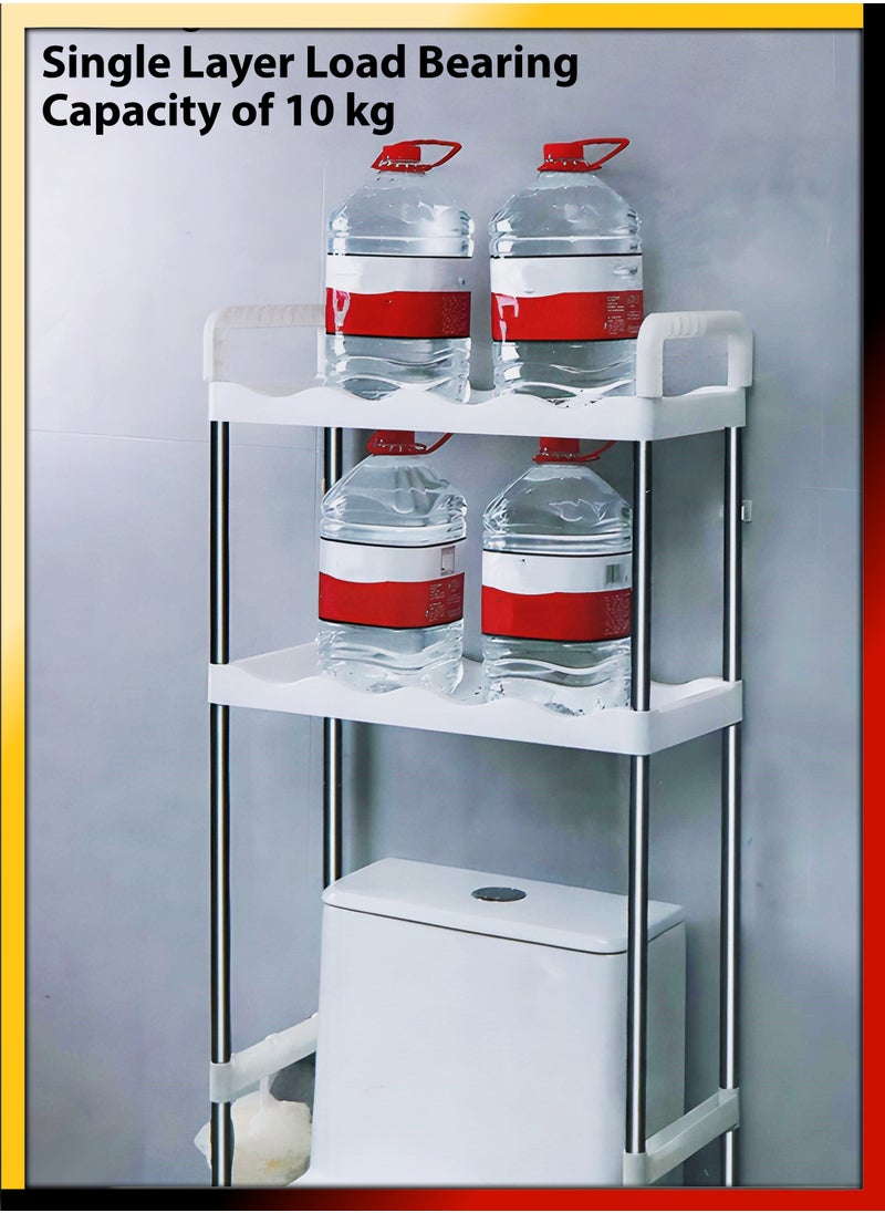 DBLEW 2 Tier Over The Toilet Storage Shelf Bathroom Organizer Storage Rack 10kg Capacity Layer Shelves Petal Drainage Holes Rust Free Stainless Steel Fits Toilets Under 94 cm Seat Height Space Saving  - Image 4