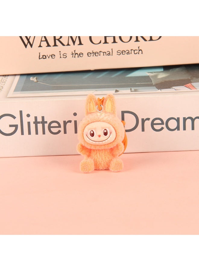 Generic Creative Flocking LABUBU Keychain Pendants, Cute Resin Accessory Figurines And Gifts 
