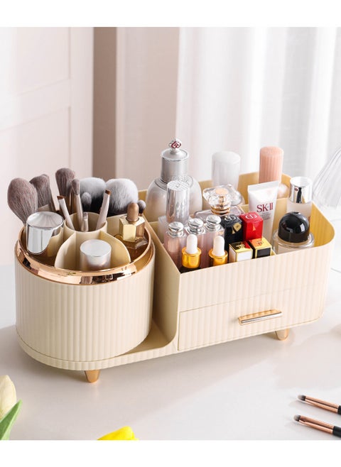 Large Makeup Organizer with Lid, 360 Rotating Makeup Storage Case, Rotatable Cosmetic Storage Rack, Cosmetic Display Case 34*15.5*28CM