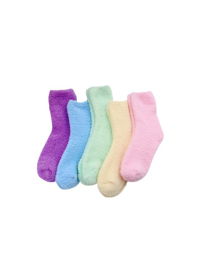 ARBINSON Fuzzy Socks for Women, Cozy Warm Fluffy Socks Comfy Thick Microfiber Plush Winter Home Slipper Socks Gifts for Women, 5 Pairs Solid Color Style a, 5-10 - Image 1