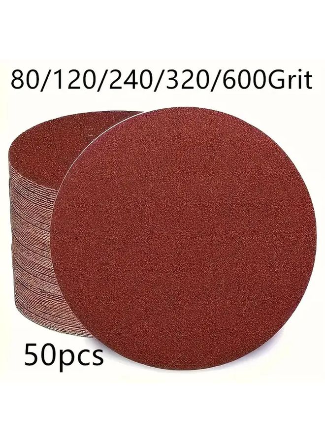 50 Pcs Hook Loop Sanding Discs 80 120 240 320 600 Grit For Wood Metal Automotive - Image 1