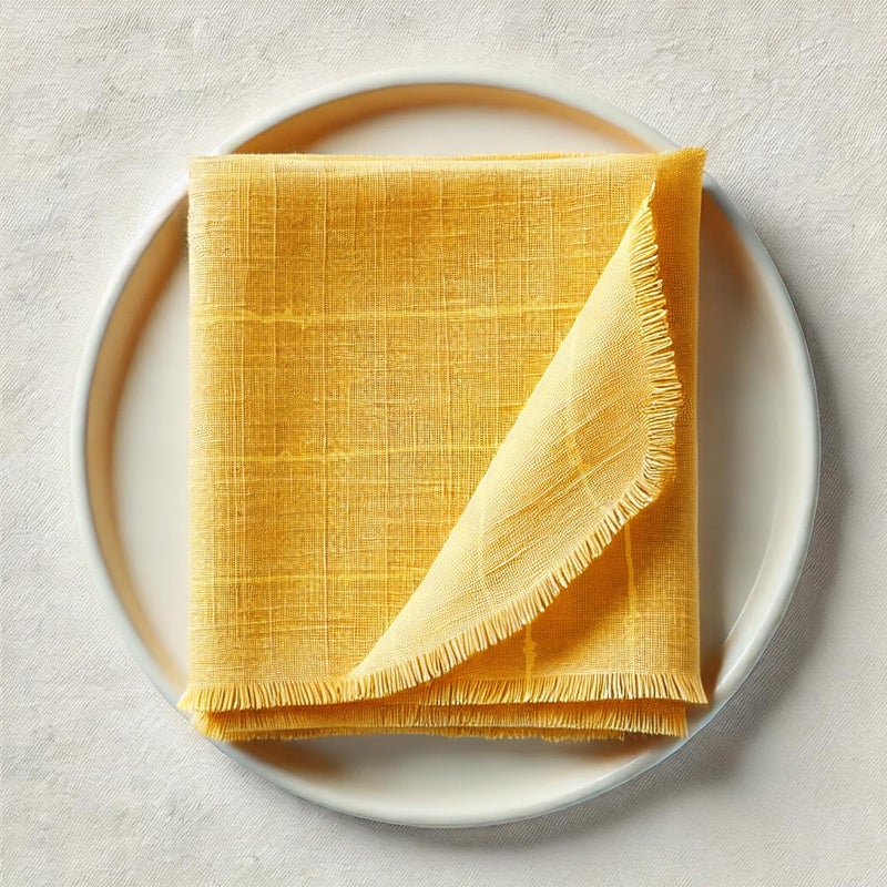 Vargottam 100% Cotton Muslin Cloth Napkins – Set of 12 | 20"x20" Reusable Table Linen with Fringed Edges & Self-Check Texture | Solid Color Napkins Perfect for Upscale Dining & Events - Orange - Image 4