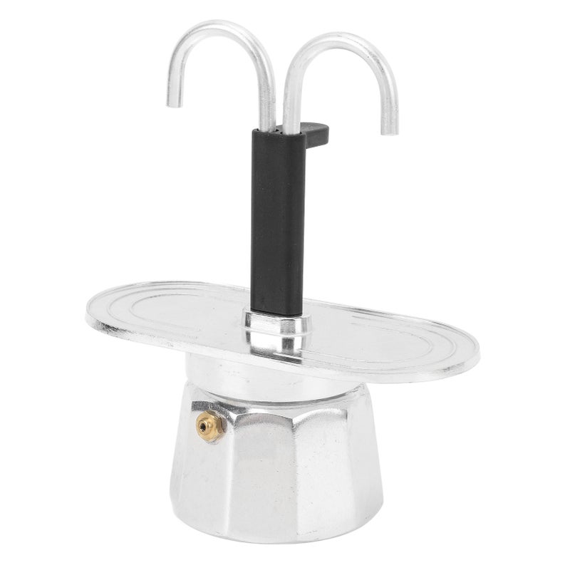 Double Head Coffee Pot 100ml Aluminum Alloy DIY Mini Italian Double Head Stovetop Coffee Maker for Home Cafe Decagon Base - Image 1