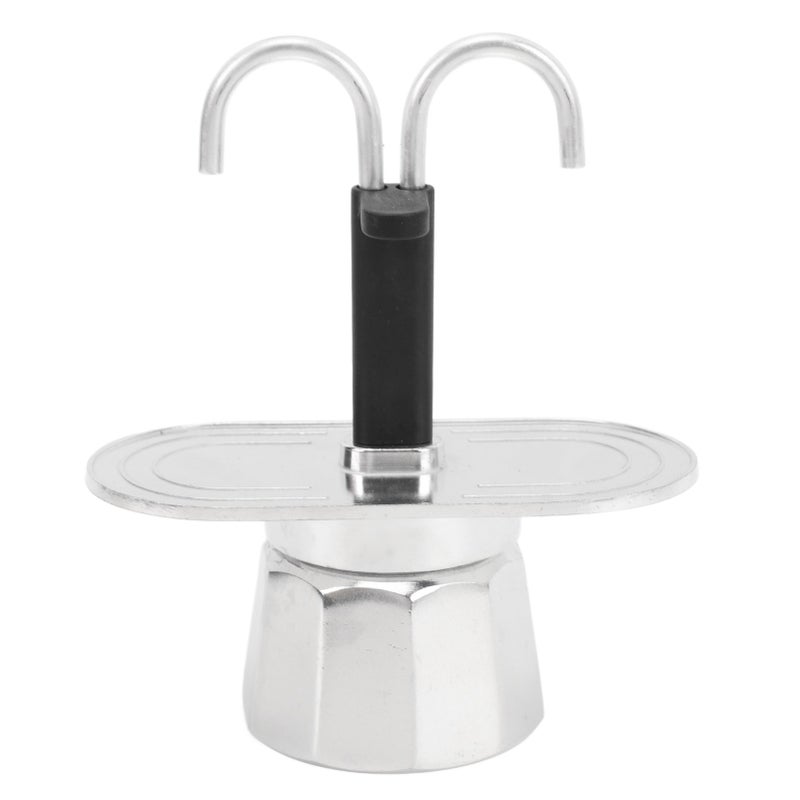 Double Head Coffee Pot 100ml Aluminum Alloy DIY Mini Italian Double Head Stovetop Coffee Maker for Home Cafe Decagon Base - Image 2