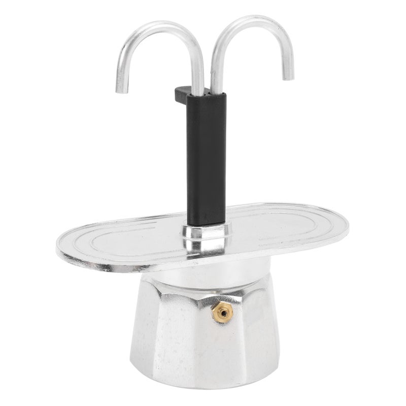 Double Head Coffee Pot 100ml Aluminum Alloy DIY Mini Italian Double Head Stovetop Coffee Maker for Home Cafe Decagon Base - Image 5