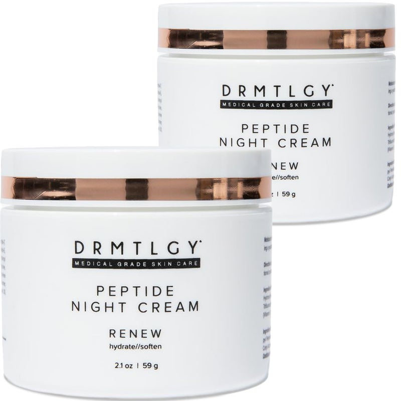 DRMTLGY Peptide Night Cream Face Moisturizer. Fragrance Free and Oil Free Hydrating Facial Moisturizer for All Skin Types. 2.1 oz, 2 pack - Image 1