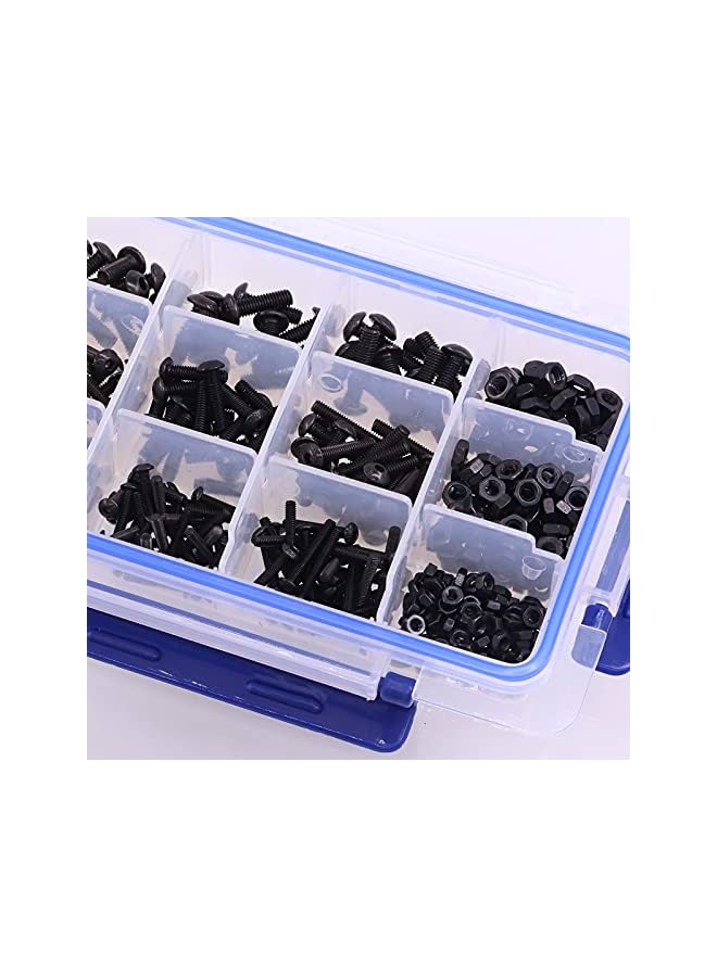 Hilitchi 460-Pcs M3 M4 M5 Button Head Hex Socket Head Cap Bolts Screws Nuts Assortment Kit - 10.9 Grade Alloy Steel - Image 4