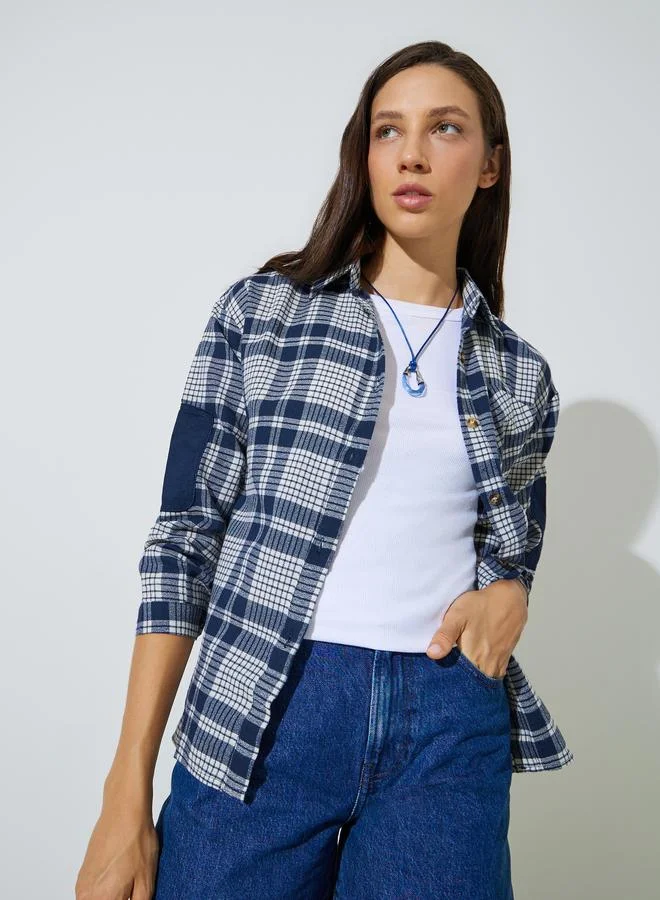 ستايلي Blue Plaid Long Sleeve Shirt