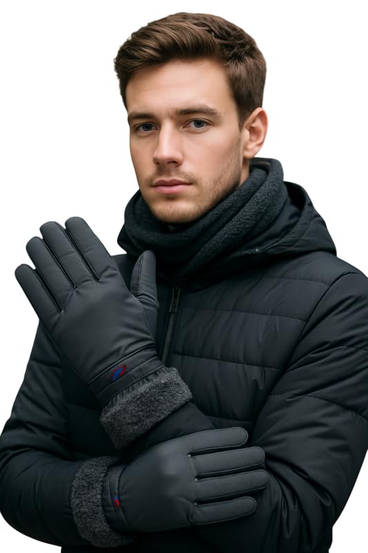 Krystle Men's Winter Gloves – Stylish & Warm with Sport Performance Style Gloves (Grey) - Image 5