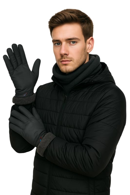 Krystle Men's Winter Gloves – Stylish & Warm with Sport Performance Style Gloves (Grey) - Image 2