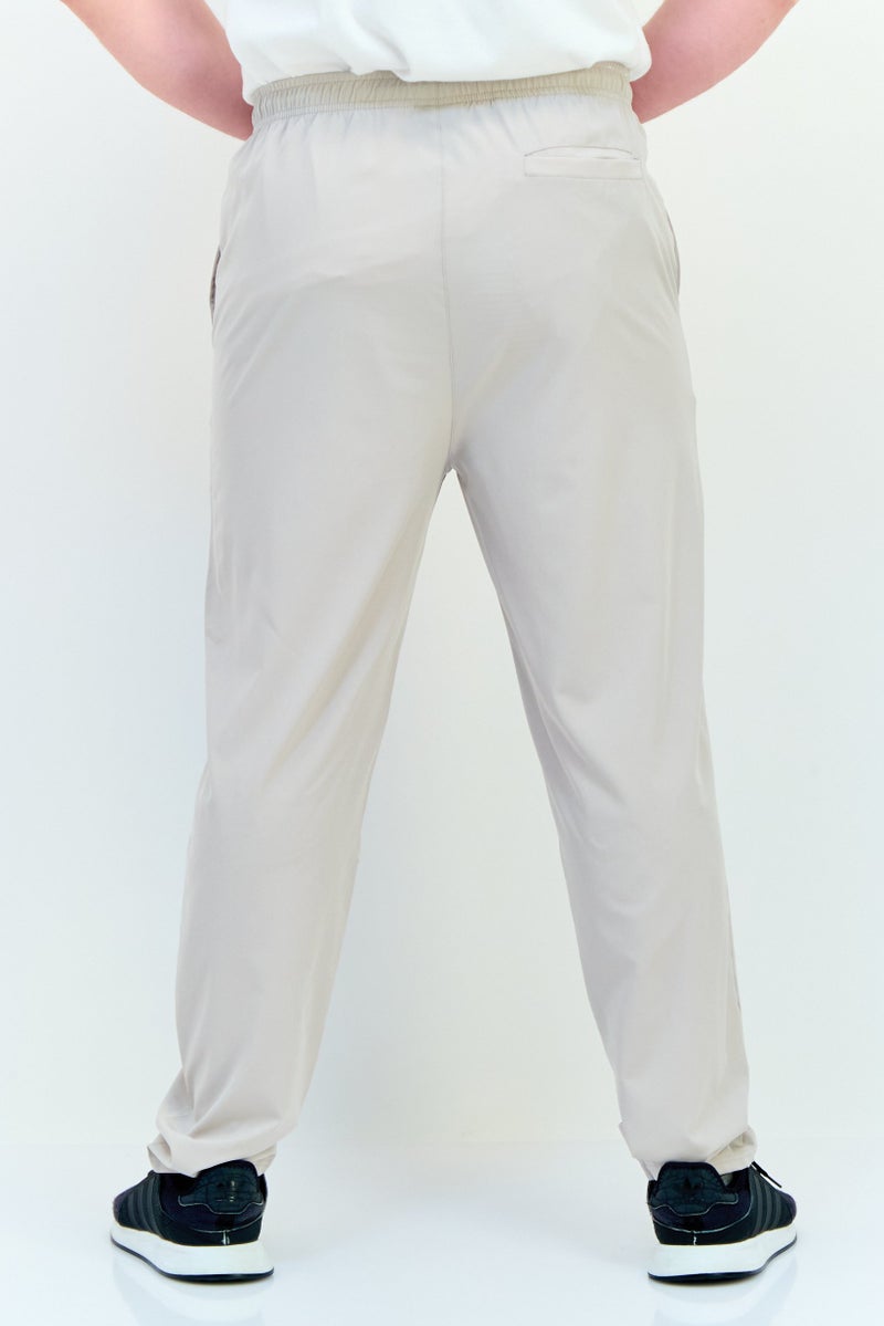 RBX Men Sportswear Fit Brand Logo Training Track Pants, Stone  - Image 3