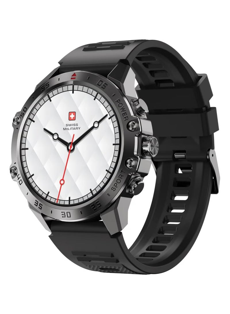 SWISS MILITARY Swiss Military DOM5 Smartwatch | AMOLED Screen, Voice Calls, Multilingual Interface, SpO2 & Heart Rate Monitor, IP68 Rated - Black  - Image 1