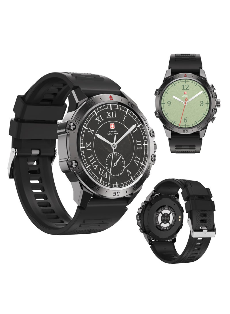 SWISS MILITARY Swiss Military DOM5 Smartwatch | AMOLED Screen, Voice Calls, Multilingual Interface, SpO2 & Heart Rate Monitor, IP68 Rated - Black  - Image 3