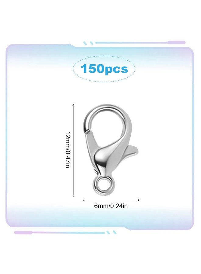 KINBOM 150Pcs Silver Lobster Claw Clasps 12Mm Alloy Lobster Clasp For Jewelry Making Bracelet Connectors For Bracelet Necklace Jewelry Making Findings - Image 3