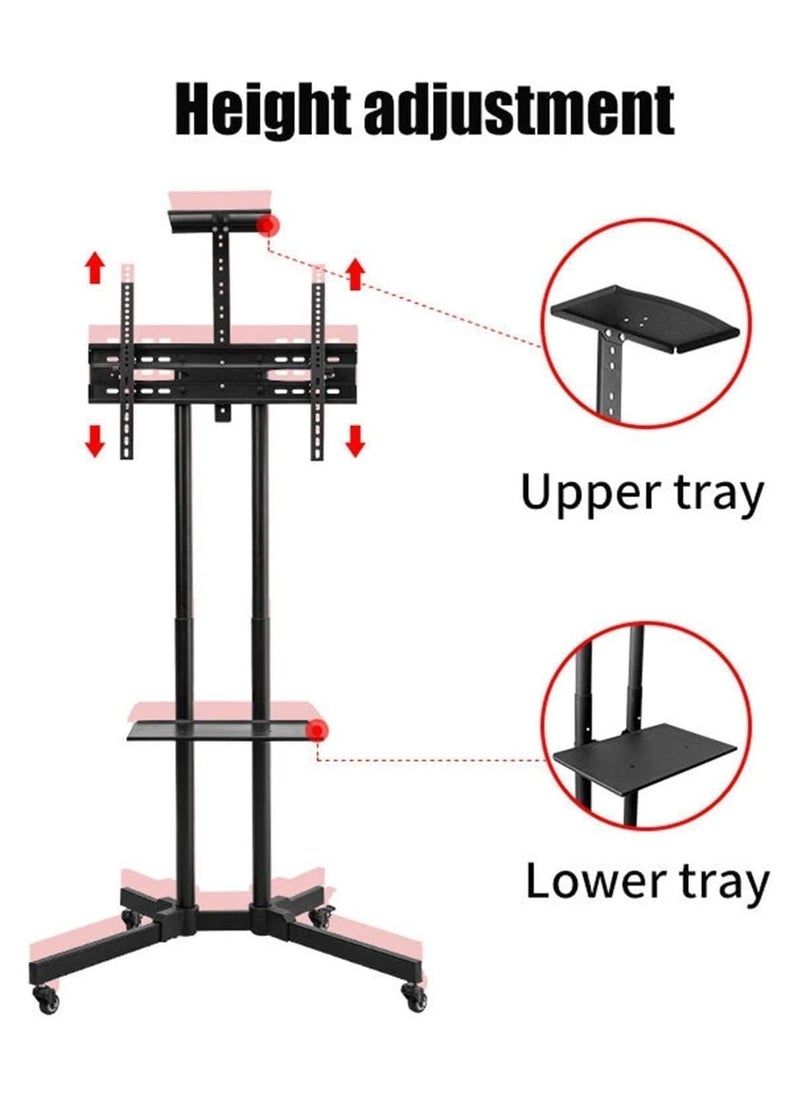 ELTRAZONE DG60B FS Mobile/Rolling TV Cart with Lockable Wheels, Floor TV Stand 32-75 Inch, LED & LCD Screen TV Trolley with Supported Camera Rack & Strong Wheels Holds up to 50 Kg  - Image 5